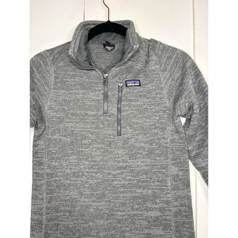 Patagonia Better Sweater Boys Medium 10 Gray Stonewash 1/4 Zip Pullover Fleece